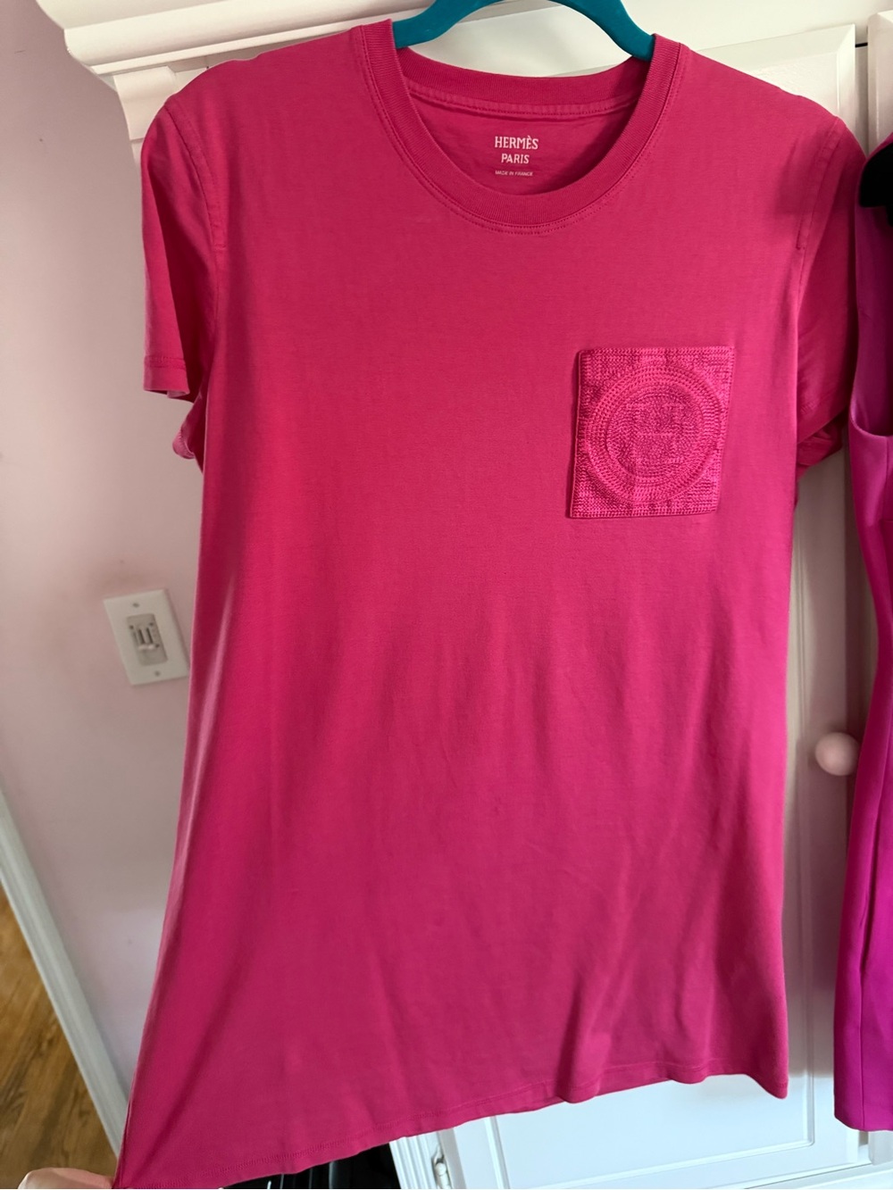 Hermes Pink Mosaic H Tee Shirt Dress with Chest Pocket - Picture 8 of 8